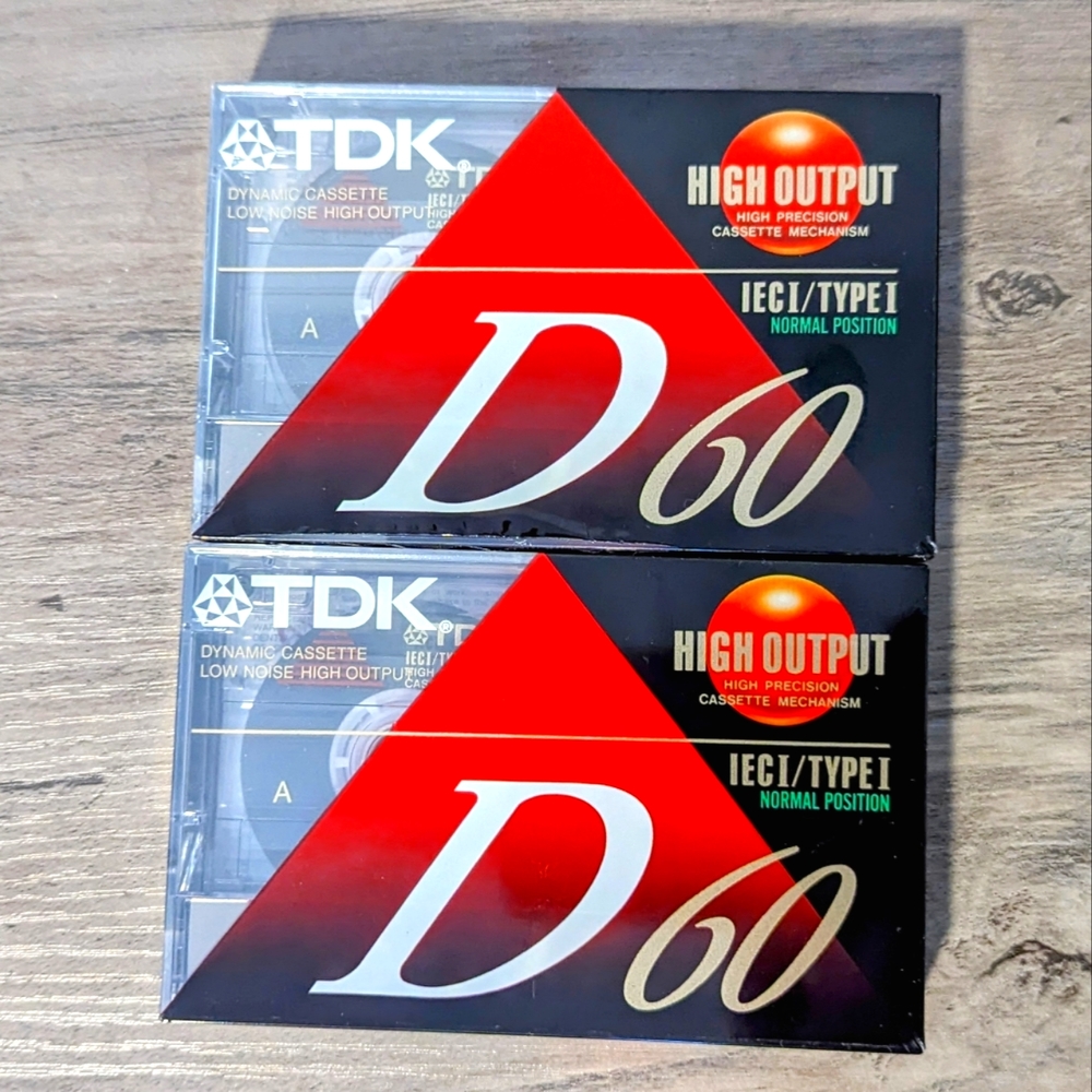 2 TDK D60 Slimline EcoCase High Output Type I Blank Cassettes New